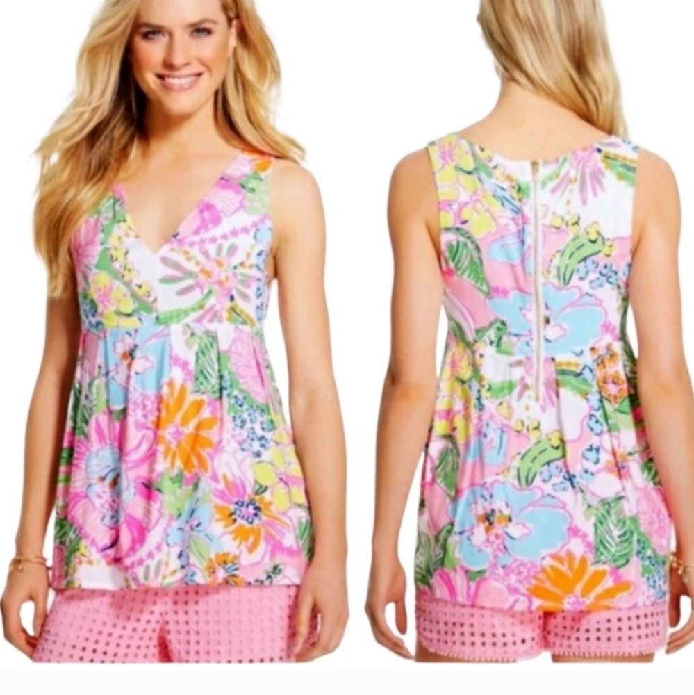 Lilly Pulitzer For Target V-Neck Babydoll Empire Waist Tank Top White